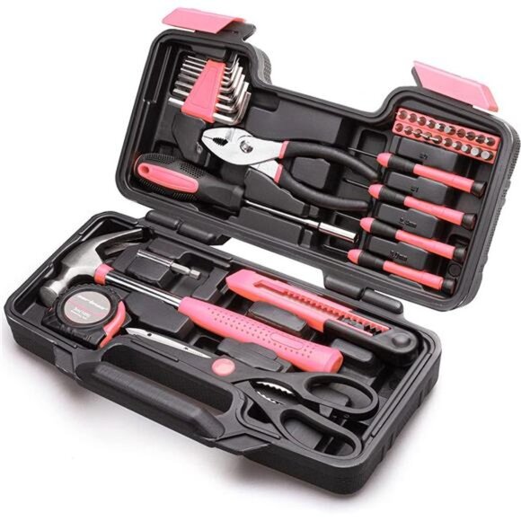 39Piece Tool Set General Household Hand Tool Kit with Plastic Toolbox Storage - Picture 1 of 6